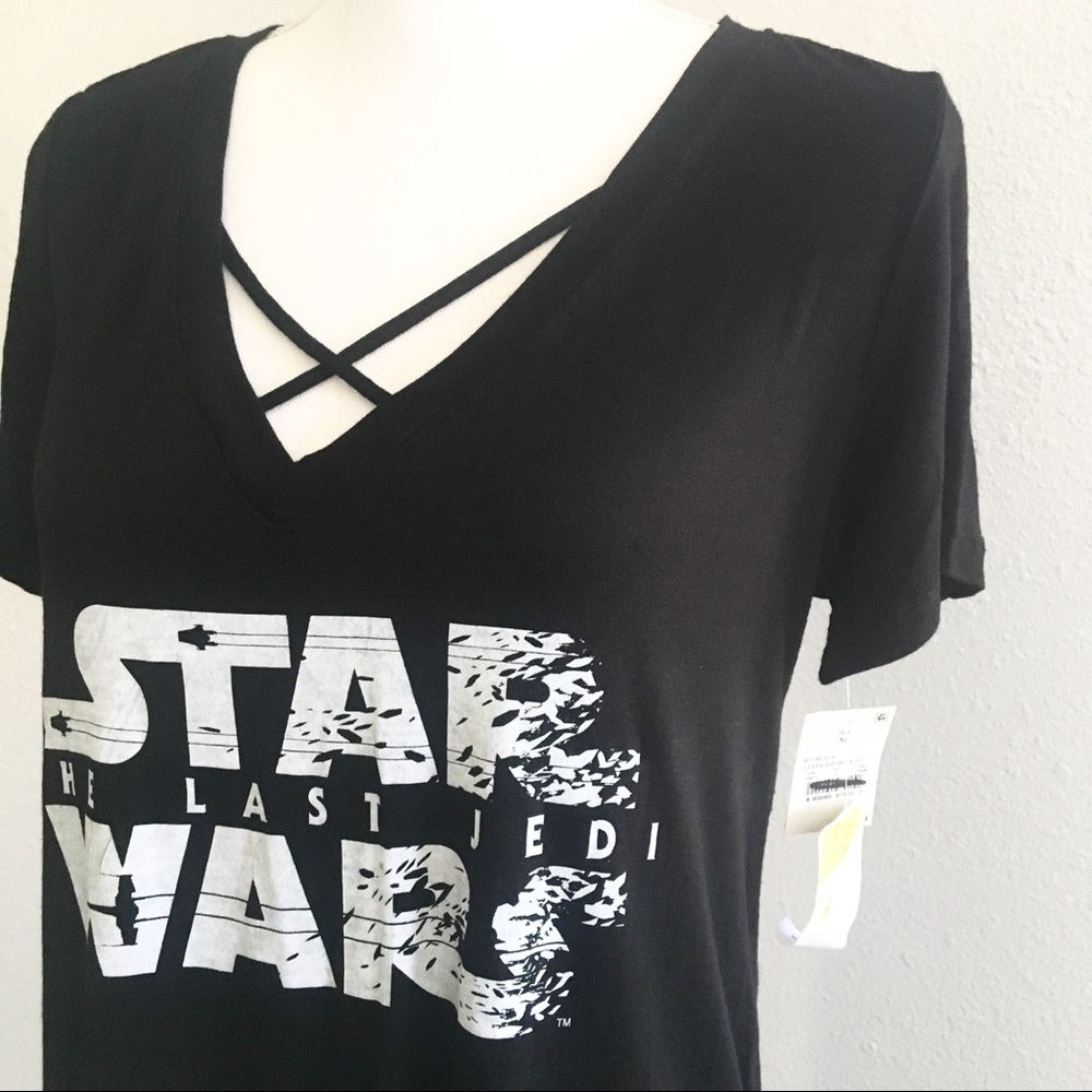 NWT STAR WARS Crisscross T shirt Top Black size M